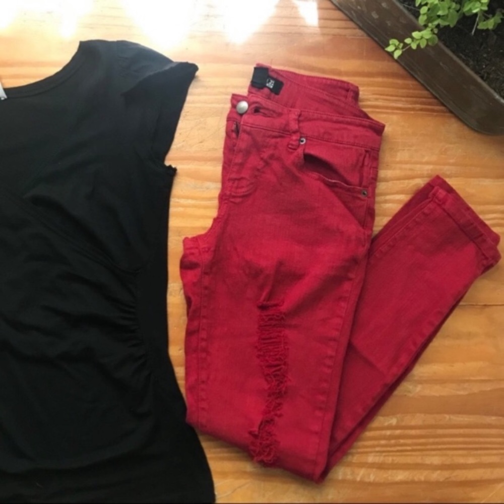 EUC Forever 21 premium denim, factory distressed
